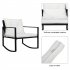  US Direct  3pcs Single Rocking Chair Coffee Table Set Comfortable Weather resistant Uv resistant For Garden Decoration black