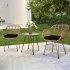  US Direct  3pcs Tempered Glass Table Chair Three piece Set Handwoven Wicker Rattan For Patios Porches Poolsides Yards Flaxen Yellow