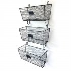 US 3pcs Wire Mesh Storage Basket Wall Mounted Metal Rack Organizer Black