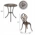 US Direct  3pcs set Tulip Bistro Set European Style Cast Aluminum Bronze Color Outdoor 2pcs Chairs 1pc Round Table Bronze