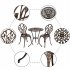  US Direct  3pcs set Tulip Bistro Set European Style Cast Aluminum Bronze Color Outdoor 2pcs Chairs 1pc Round Table Bronze