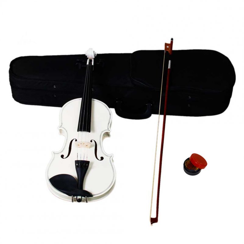 [US Direct] 4/4 Acoustic Violin With Box Bow Rosin Natural Violin Musical Instruments Children Birthday Present White