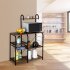  US Direct  4 Layers Storage Rack Adjustable Microwave Oven Rack Storage Shelves With 10 Hooks 90x40x132cm N001 vintage brown