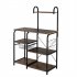  US Direct  4 Layers Storage Rack Adjustable Microwave Oven Rack Storage Shelves With 10 Hooks 90x40x132cm N001 vintage brown