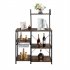  US Direct  4 Layers Storage Rack Adjustable Microwave Oven Rack Storage Shelves With 10 Hooks 90x40x132cm N001 vintage brown