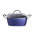 [US Direct] 4 Liter Square  Saucepans With Lid Non Stick Induction Pots Bpa Free Ceramic Cooking Stock Pot Scratch-resistant Cookware Blue