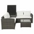  US Direct  4 Pcs Outdoor Cushioned Pe Rattan Wicker Sectional Sofa Set Garden Patio Furniture Set  Beige Cushion 