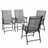  US Direct  4 Pcs Patio Folding Chair Outdoor Portable Dining Chairs With Armrest For Camping Beach Garden Pool Backyard Deck gray