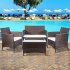  US Direct  4 Piece Rattan Sofa Seating Group With Cushions