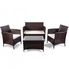 [US Direct] 4 Piece Rattan Sofa Seating Group With Cushions