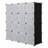 US Direct  4 Tier 16 Cube  Organizer 142 47 142cm Diy Assemble Cabinet With 3 Clothes Hanger Black and White