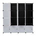 [US Direct] 4 Tier 16 Cube  Organizer 142*47*142cm Diy Assemble Cabinet With 3 Clothes Hanger Black and White