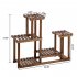  US Direct  4 Tier 7 Potted Pine Plant Stand Flower Rack Garden Shelves Mutifunctional Unit Holder  Carbonized color