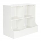 [US Direct] 4-cubby Kids Bookcase Children Toy Storage Organizer Cabinet Shelf For Girls Boys Bedroom 105 x 39 x 84cm White