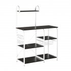 US 4-layer Microwave Oven Rack With Storage Basket + 10 Hooks <span style='color:#F7840C'>Kitchen</span> Organizer Dark brown