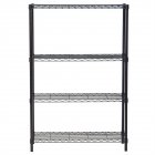[US Direct] 4-layer Plastic Coated Iron Shelf Without Wheels For Organizing Displaying Accessories Products Tools 140 x 90 x 35 cm black