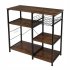  US Direct  4 tier Kitchen Storage Rack Multifunctional Microwave Oven Shelves Organizer With Pull out Basket 90x40x84cm vintage brown