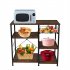  US Direct  4 tier Kitchen Storage Rack Multifunctional Microwave Oven Shelves Organizer With Pull out Basket 90x40x84cm vintage brown