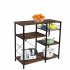  US Direct  4 tier Kitchen Storage Rack Multifunctional Microwave Oven Shelves Organizer With Pull out Basket 90x40x84cm vintage brown