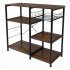 US Direct  4 tier Kitchen Storage Rack Multifunctional Microwave Oven Shelves Organizer With Pull out Basket 90x40x84cm vintage brown