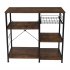  US Direct  4 tier Kitchen Storage Rack Multifunctional Microwave Oven Shelves Organizer With Pull out Basket 90x40x84cm vintage brown