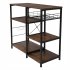  US Direct  4 tier Kitchen Storage Rack Multifunctional Microwave Oven Shelves Organizer With Pull out Basket 90x40x84cm vintage brown