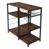  US Direct  4 tier Kitchen Storage Rack Multifunctional Microwave Oven Shelves Organizer With Pull out Basket 90x40x84cm vintage brown