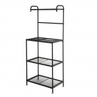 US 4-tier Kitchen <span style='color:#F7840C'>Shelf</span> With Wire Mesh Ht-cj013 <span style='color:#F7840C'>Storage</span> Rack With Accessories black