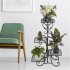  US Direct  4 tier Metal Shelves Flower Pot Plant Stand Display For Indoor Outdoor Garden black