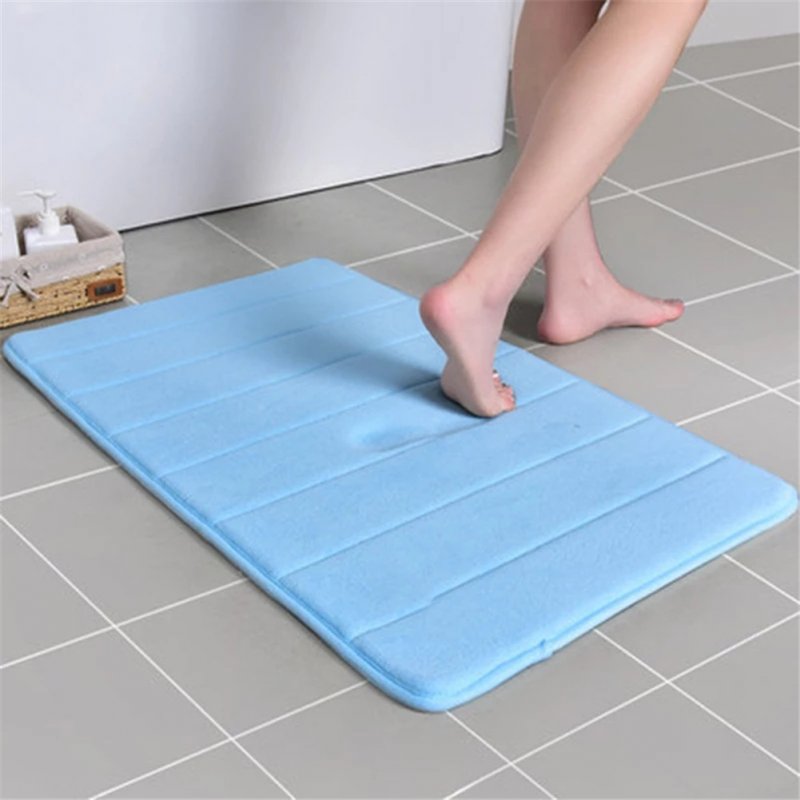 [US Direct] 40*60cm Bathroom  Carpet Memory Sponge Floor Cover For Household Shower Room blue