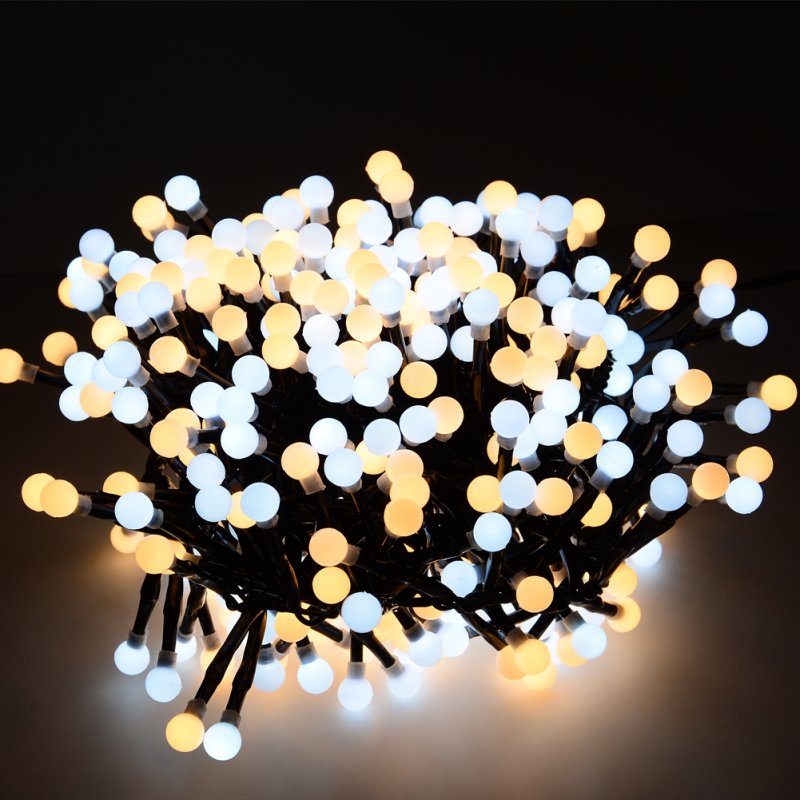 [US Direct] 400 LEDs LED String Lights 26ft Double Color Water-Resistant Decorative String Lights Christmas Decorative Lights (Warm White+White)