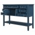  US Direct  45 inch Modern Console  Table Living Room Sofa Table With 7 Drawers  1 Cabinet  1 Shelf Blue