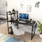 [US Direct] 47” Industrial Style Home Office Computer Desk with Bookshelf and Fabric Storage Bag, Modern Simple Writing Desk Workstation for Small Space