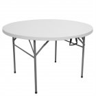 [US Direct] 48 Inch Round Folding Table Lightweight Outdoor Utility Table Furniture For Office School Garden White