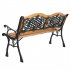  US Direct  49 Inch Garden Bench Hardwood Slat Cast Iron Frame Loveseat Outdoor Patio Park Chair Furniture With Armrests As shown