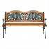  US Direct  49 Inch Garden Bench Hardwood Slat Cast Iron Frame Loveseat Outdoor Patio Park Chair Furniture With Armrests As shown