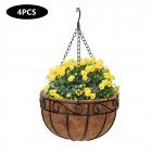 [US Direct] 4pcs 12 Inch Round Coconut Palm Hanging Basket Thickened Rust-proof Plant Holder For Garden Decor black