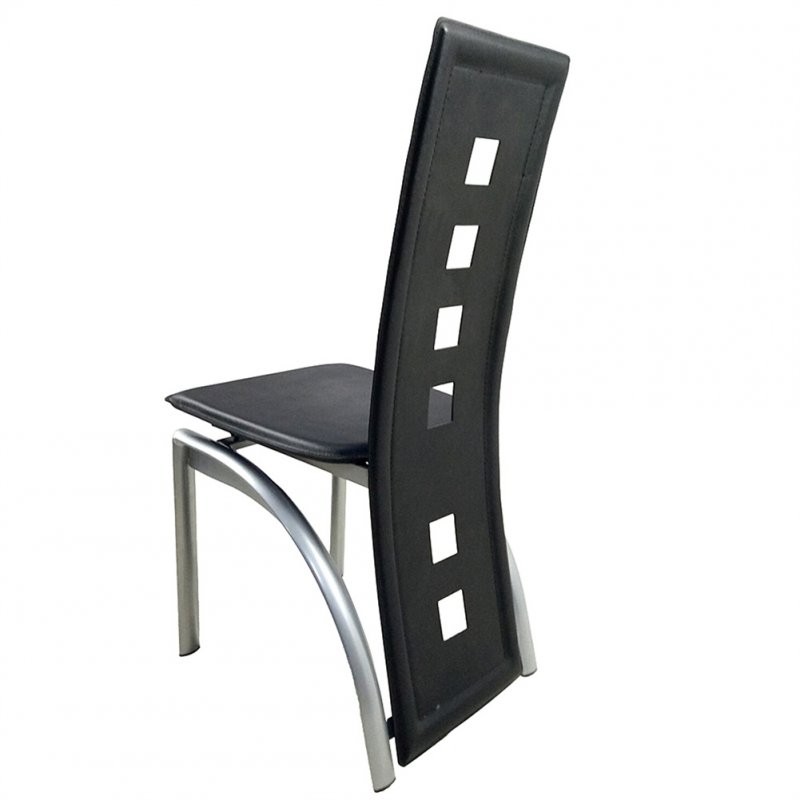 US 4pcs Chairs Premium Pvc Leather Long Service Life Chairs Black