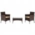  US Direct  4pcs Rattan Table Chairs Set Includes Arm Chairs Coffee Table For Living Room Office Room Decoration brown