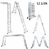  US Direct  4x3 12 step Joints Aluminum Folding Ladder Ultra light Wear resistant Space saving Length 380cm Width 35cm silver