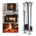  US Direct  5 In 1 Fireplace  Stove  Tools  Set Tongs  Shovel Heavy Duty Stand Holder Tool black 60931617