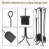 US Direct  5 In 1 Fireplace  Stove  Tools  Set Tongs  Shovel Heavy Duty Stand Holder Tool black 60931617
