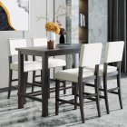 [US Direct] 5-Piece Counter Height Dining Set, Classic Elegant Table And 4 Chairs In Black And Beige