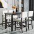  US Direct  5 Piece Counter Height Dining Set  Classic Elegant Table And 4 Chairs In Black And Beige