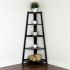  US Direct  5 Tier Corner Shelf Stand Wood Display Storage Home Furniture Home Office Storage black
