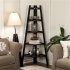  US Direct  5 Tier Corner Shelf Stand Wood Display Storage Home Furniture Home Office Storage black