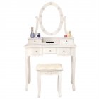 [US Direct] 5-drawer Dressing  Table With Single Mirror With Light Bulb Household Accessories White