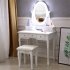  US Direct  5 drawer Dressing  Table With Single Mirror With Light Bulb Household Accessories White