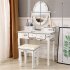  US Direct  5 drawer Dressing  Table With Single Mirror With Light Bulb Household Accessories White
