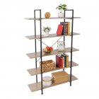 [US Direct] 5-tier Industrial Style Bookcase Spacious Storage Capacity Vintage Wood Metal Shelf Furniture For Books Magazines Collectibles As shown